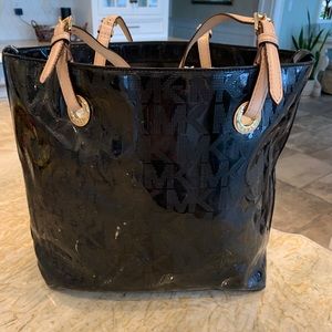Michael Kors monogram patent leather tote